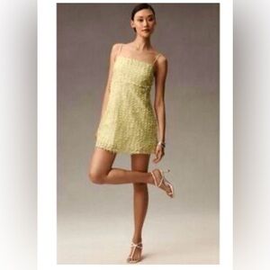 Anthropologie Lime Green Mini Dress